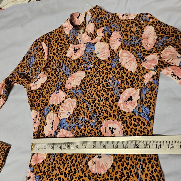 Free People Animal Print Floral Maxi Dress Women Size S Long Sleeve - Picture 11 of 15